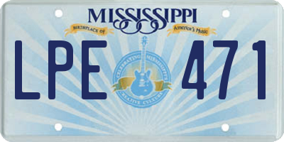 MS license plate LPE471