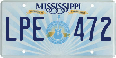 MS license plate LPE472