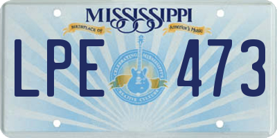 MS license plate LPE473
