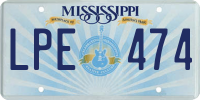 MS license plate LPE474