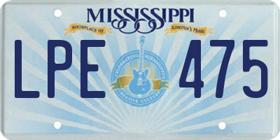 MS license plate LPE475
