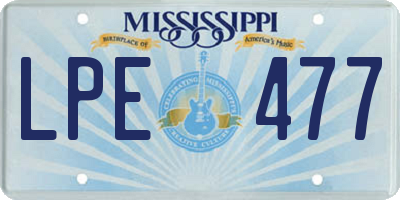 MS license plate LPE477