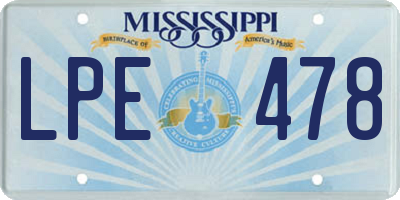MS license plate LPE478