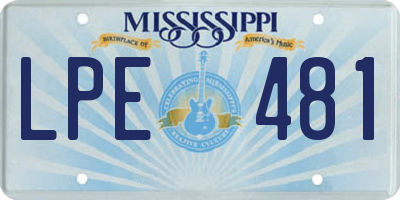 MS license plate LPE481
