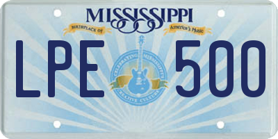 MS license plate LPE500