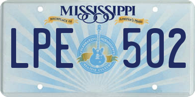 MS license plate LPE502