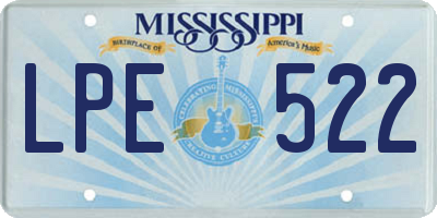 MS license plate LPE522