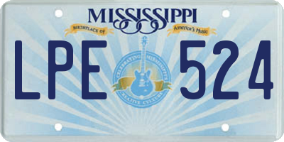 MS license plate LPE524