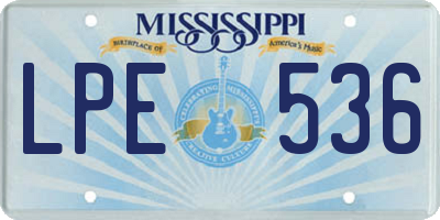 MS license plate LPE536