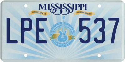 MS license plate LPE537