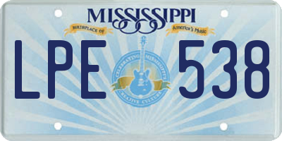 MS license plate LPE538