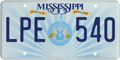MS license plate LPE540