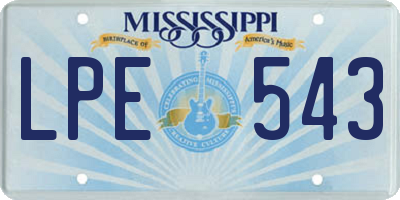 MS license plate LPE543