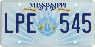 MS license plate LPE545