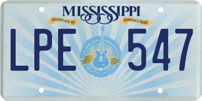 MS license plate LPE547
