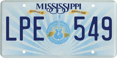 MS license plate LPE549