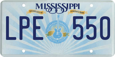 MS license plate LPE550
