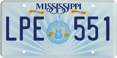 MS license plate LPE551