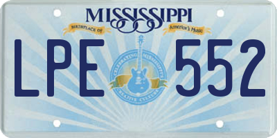 MS license plate LPE552