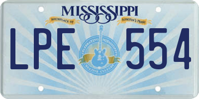MS license plate LPE554
