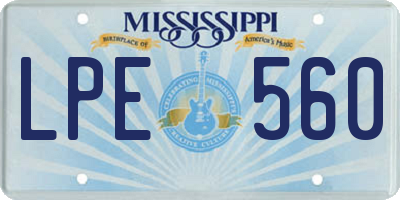 MS license plate LPE560