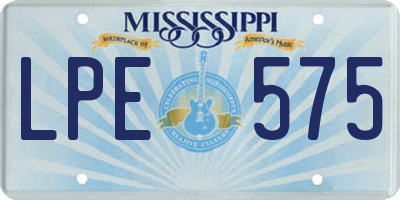 MS license plate LPE575