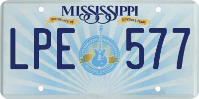 MS license plate LPE577