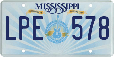 MS license plate LPE578