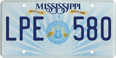 MS license plate LPE580