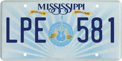 MS license plate LPE581
