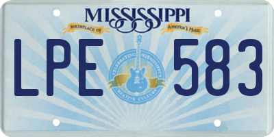 MS license plate LPE583