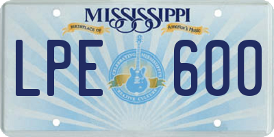 MS license plate LPE600