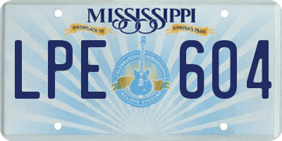 MS license plate LPE604