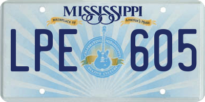 MS license plate LPE605