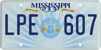 MS license plate LPE607