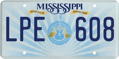 MS license plate LPE608
