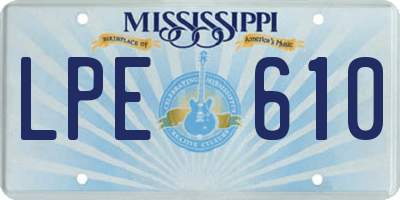 MS license plate LPE610