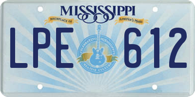 MS license plate LPE612
