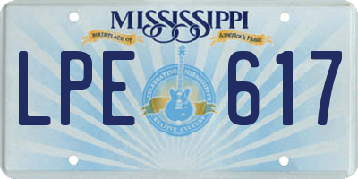 MS license plate LPE617