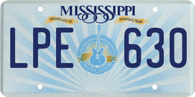 MS license plate LPE630