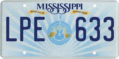 MS license plate LPE633