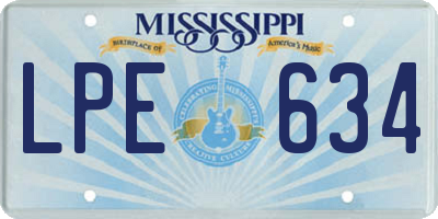 MS license plate LPE634
