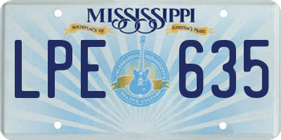 MS license plate LPE635