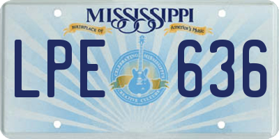 MS license plate LPE636
