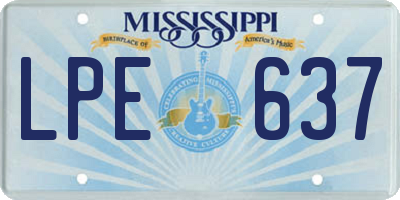MS license plate LPE637