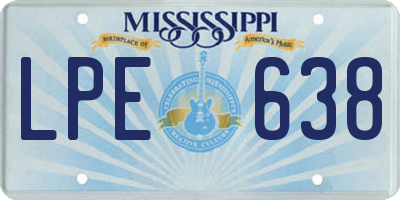 MS license plate LPE638