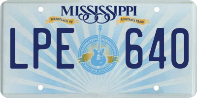 MS license plate LPE640