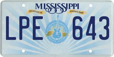 MS license plate LPE643