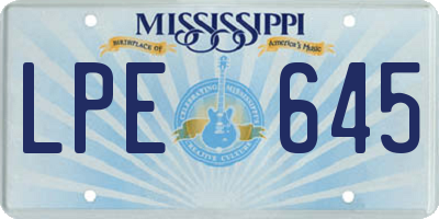 MS license plate LPE645