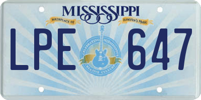 MS license plate LPE647